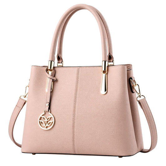 Baglex Beige Structured Tote Handbag Front View with Gold Hardware