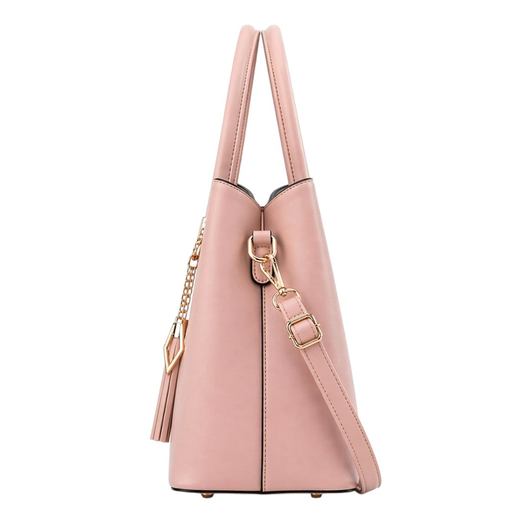 Baglex Blush Pink Structured Tote Handbag with Shoulder Strap