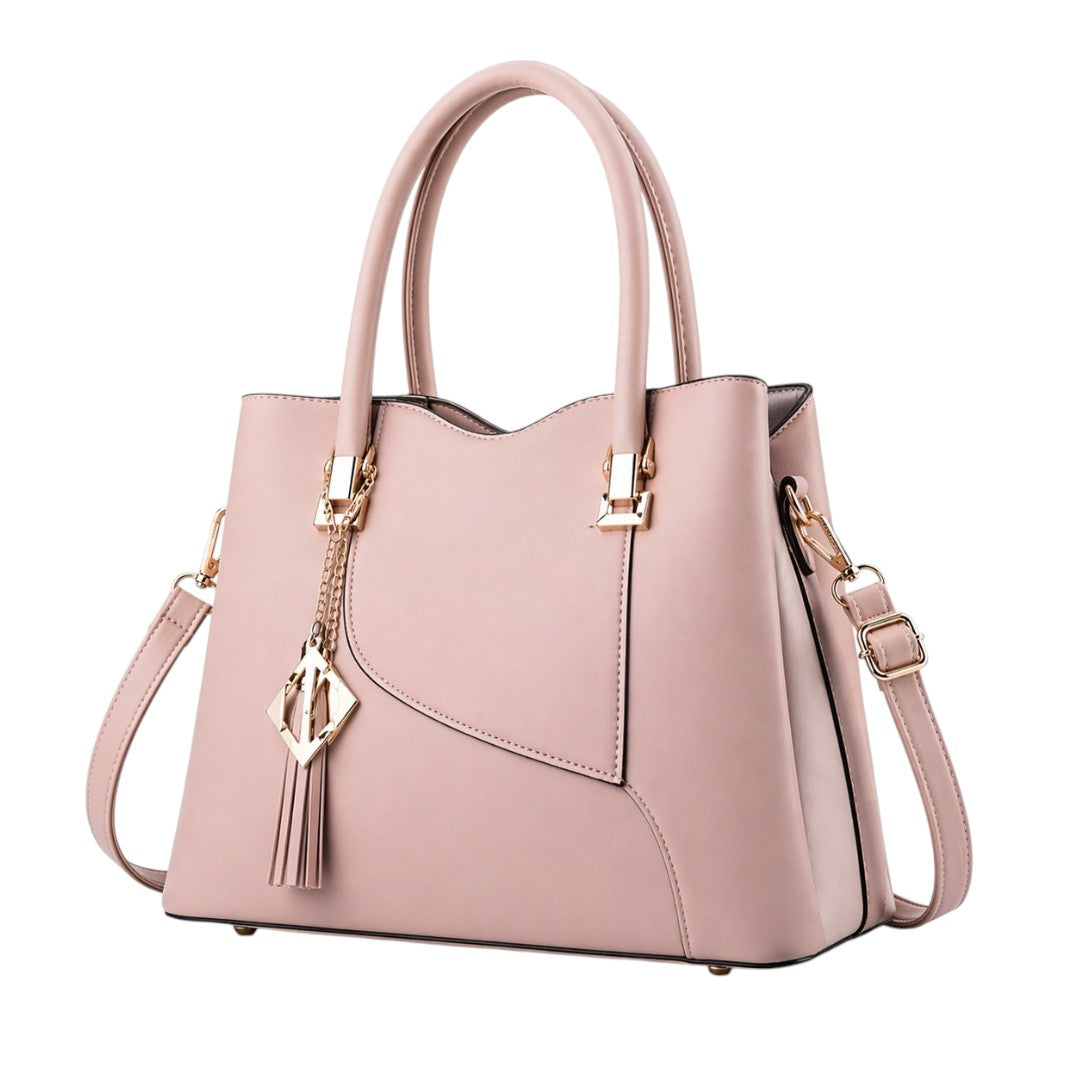 Baglex Blush Pink Structured Tote Handbag with Shoulder Strap