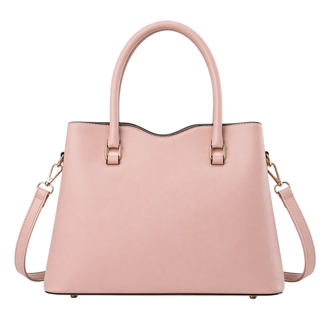 Baglex Blush Pink Structured Tote Handbag with Shoulder Strap