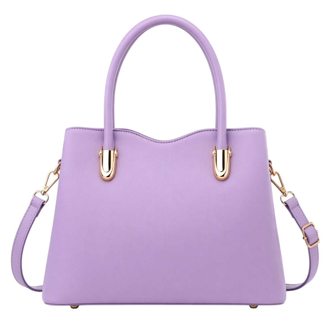 Baglex Lavender Structured Tote Handbag with Shoulder Strap