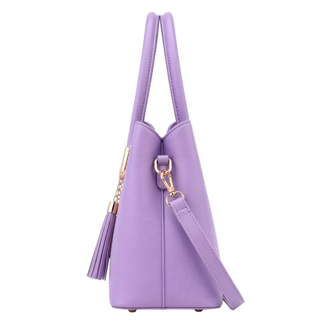 Baglex Lavender Structured Tote Handbag with Shoulder Strap
